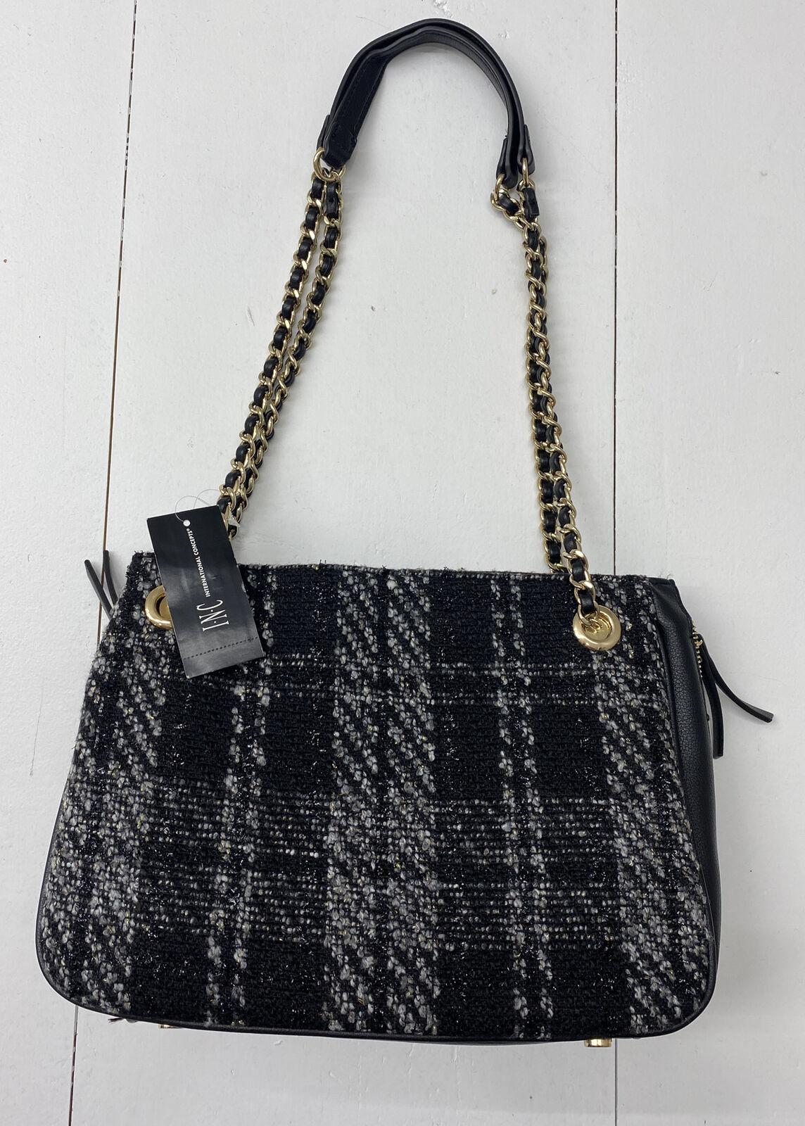 INC International Concepts Deliz Boucle Black Tweed￼ Shoulder Bag NEW