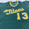 Vintage Rawlings Green Ringer V-Neck Nova Titans 13 Shirt Adult 40 Made In USA