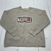 Vintage Fleece Taupe &quot;Nashville&quot; Graphic Print Crew Neck Unisex Adult Size XXL