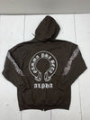 Gildan Mens Brown Fullzip Graphic Jacket Size Large