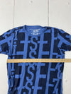 Diesel Black Blue all over Print Mens Shirt Sleeve Shirt Size Small