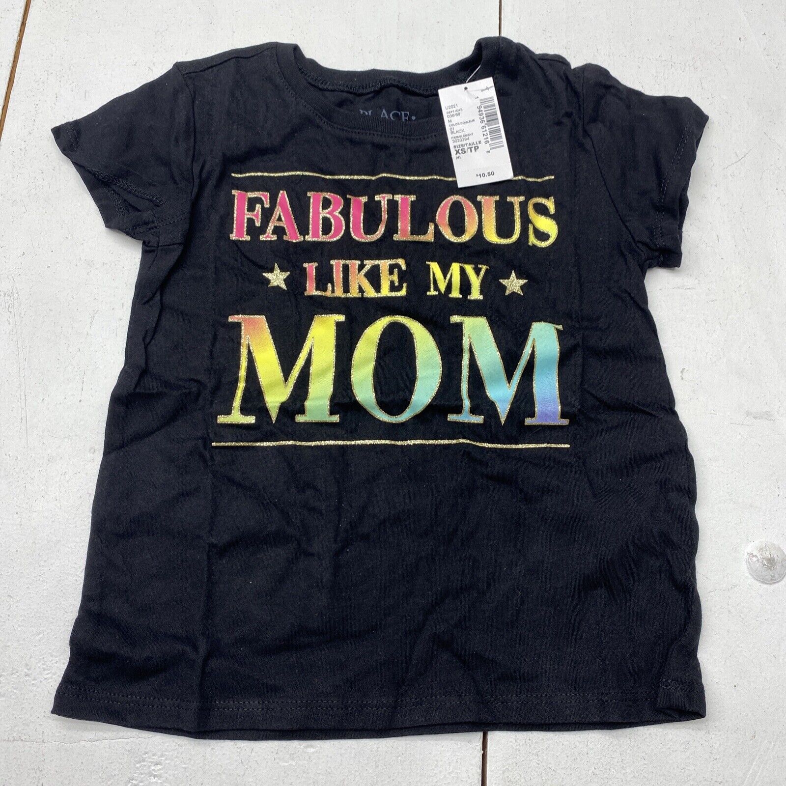 The Childrens Place Fabulous Like My Mom Black S/S Shirt Toddler Size XS(4) New