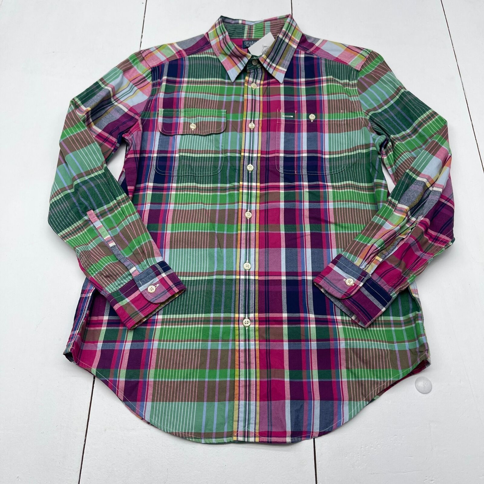 Polo Ralph Lauren Multicolored Plaid Long Sleeve Button Down Youth Boys Size Lar