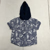 Miniville Blue Sailboat Short Sleeve Polo With Hood Boys Size 12 Months