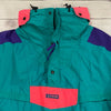 Vintage Columbia Teal Pullover Nylon Ski Jacket Men Size XL Pack Away Hood