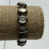 Vintage Silver Tone &amp; Opal Link Beaded Chain Bracelet Magnetic Close