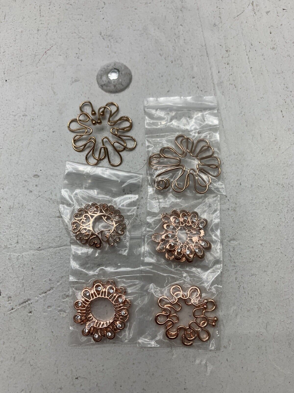 Womens 6 Pair Rose Gold Earrings