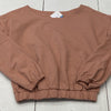 Seven Nox Boutique Blush Long Ruffle Sleeve Cropped Sweater Women Size M NEW