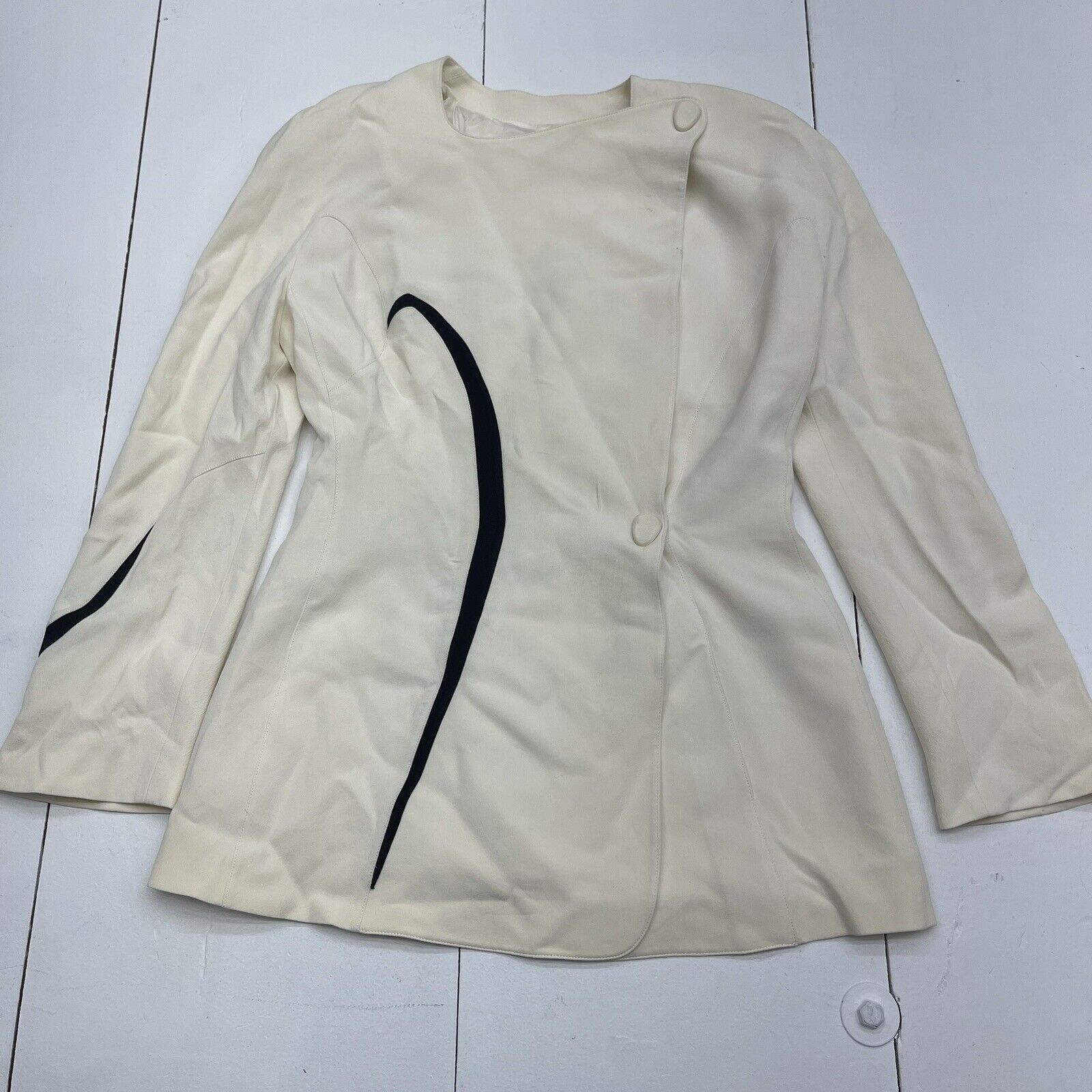 Vintage Thierry Mugler Ivory Black Line Jacket Women’s Size 38