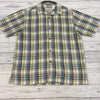 Tommy Bahama Blue Green Plaid Button Up Short Sleeve Silk Shirt Men Size M Origi