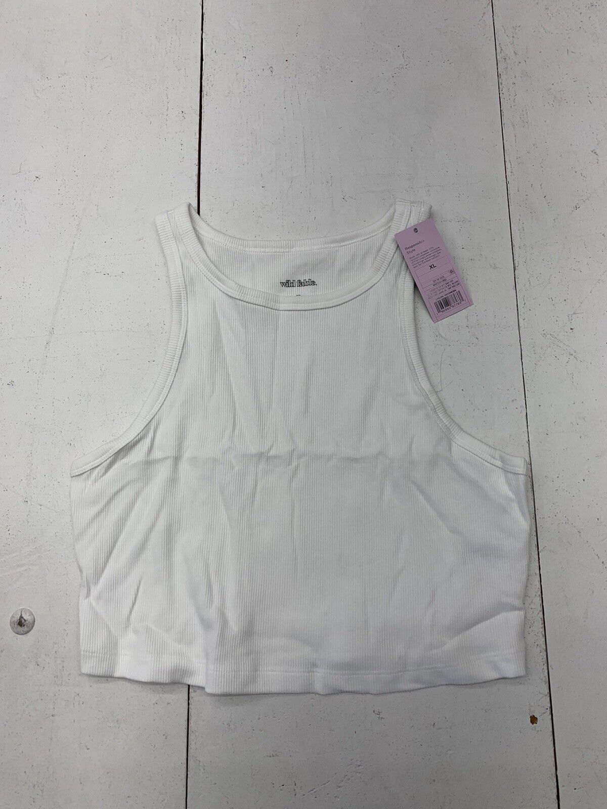 Wild Fable Womens White Ribbed Tank Size XL