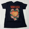 Nirvana Black Short Sleeve T-Shirt Floral Heart Graphic Adult Size S NEW