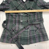 Mac &amp; Jac Green Plaid Tie Waist Peacoat Women’s Size XL New