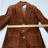 Vintage Suedecare Brown Leather 3 Button Long Sleeve Blazer Coat Women Size S