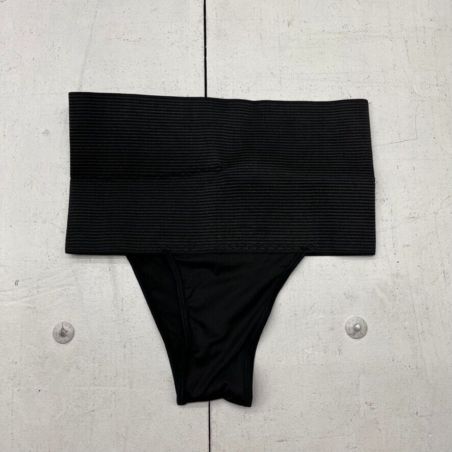 Black Ribbed High-Waisted Compression Bikini Underwear Women's