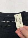 Aeropostale Mens Black Rose Embroidered Short Sleeve Shirt Size Large