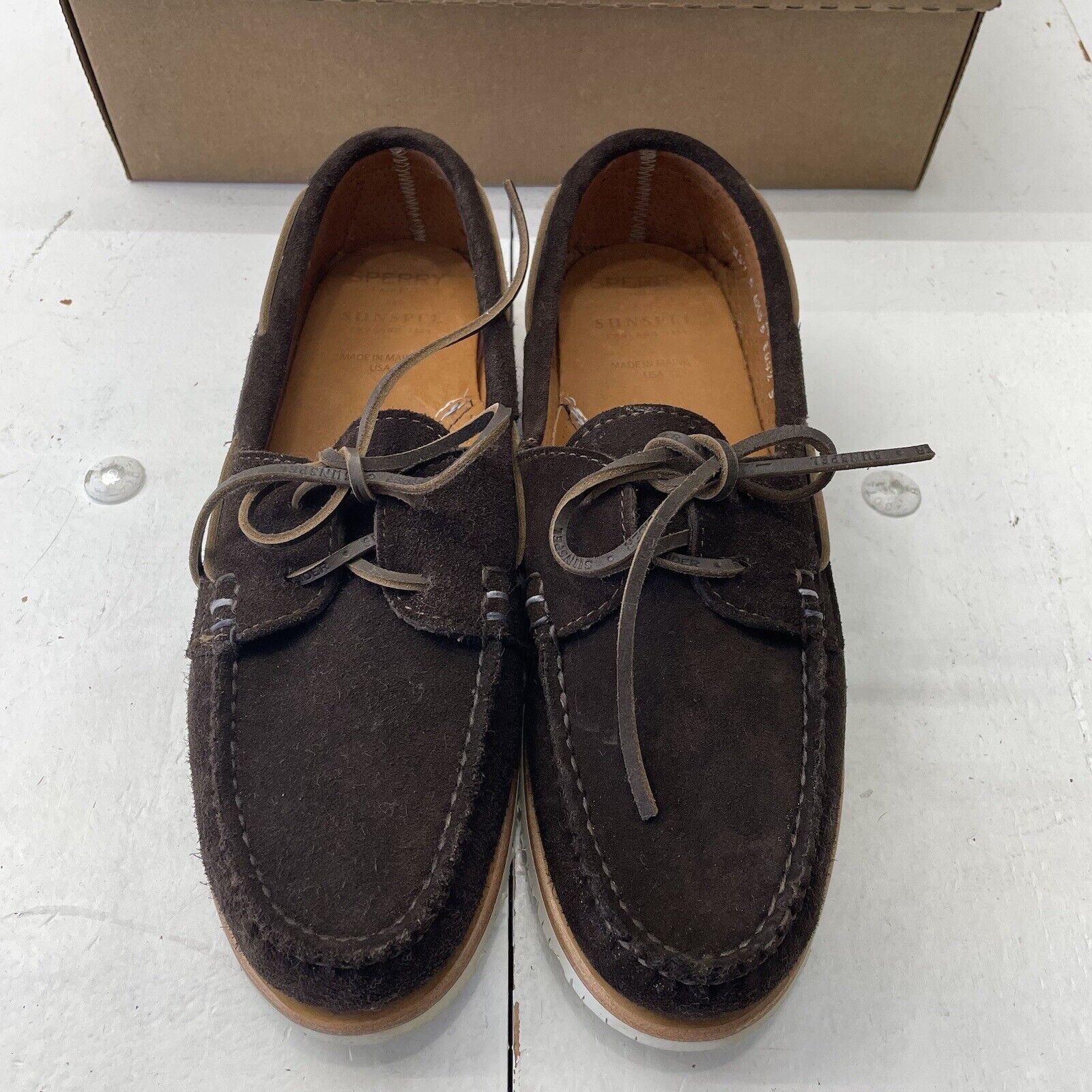 Sperry Top-Sider and Sunspel Brown Topsider Boat Shoes Suede Mens