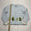 Vintage Classic Elements Blue Christmas Button Front Sweater Women’s Size L