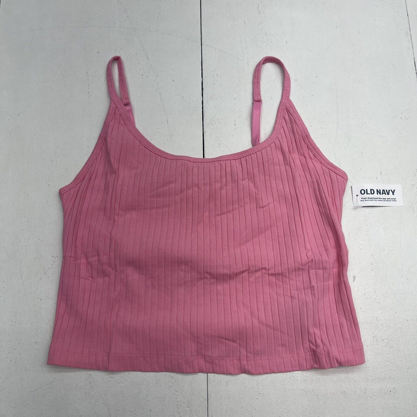 Old Navy Pink Strappy Ribbed Cropped Tank Women’s Size Medium New
