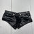 Mens Black Shiny Faux Leather Exotic Dance Shorts Size Large