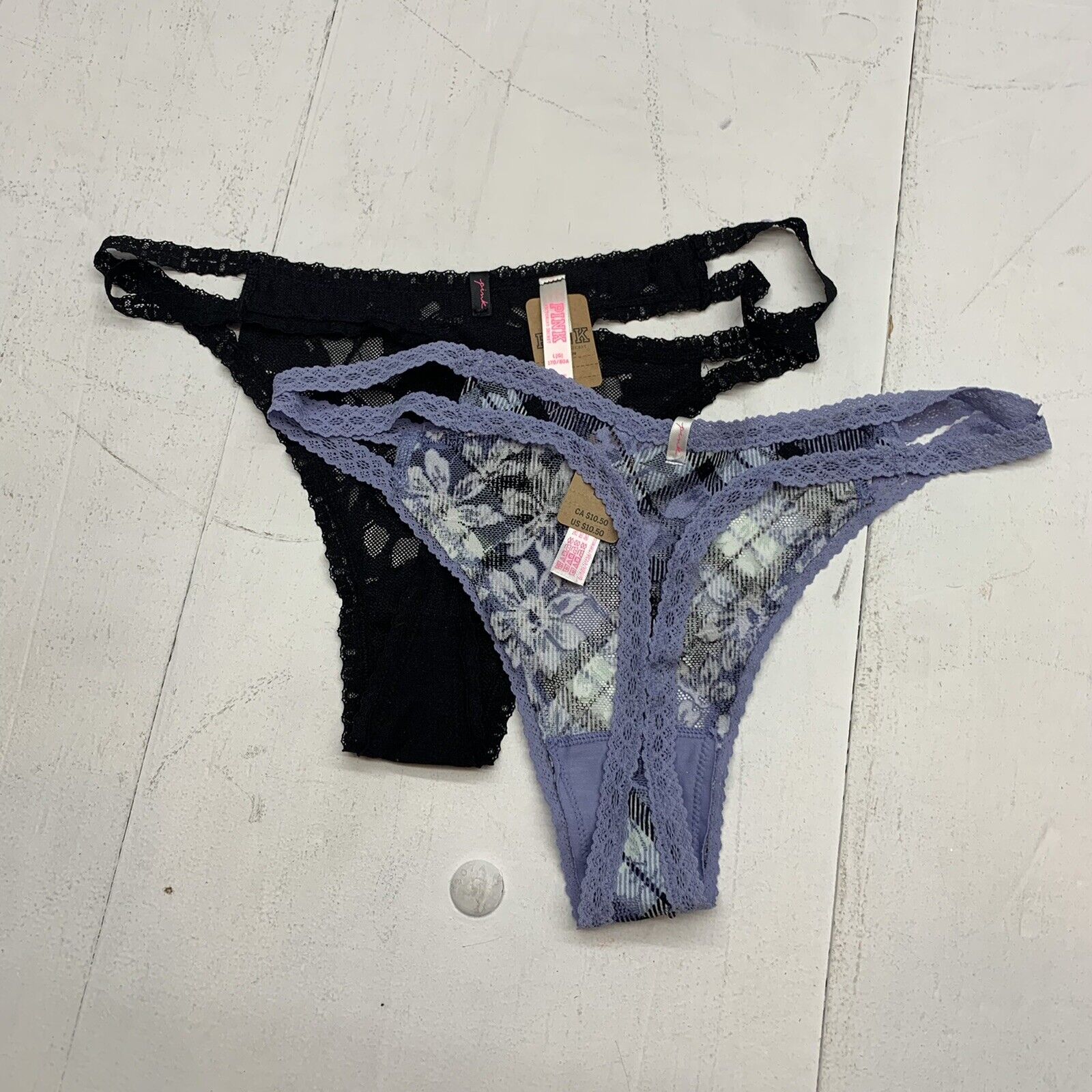 Victorias secret womens Thong panties Black And Blue Plaid Size Large -  beyond exchange
