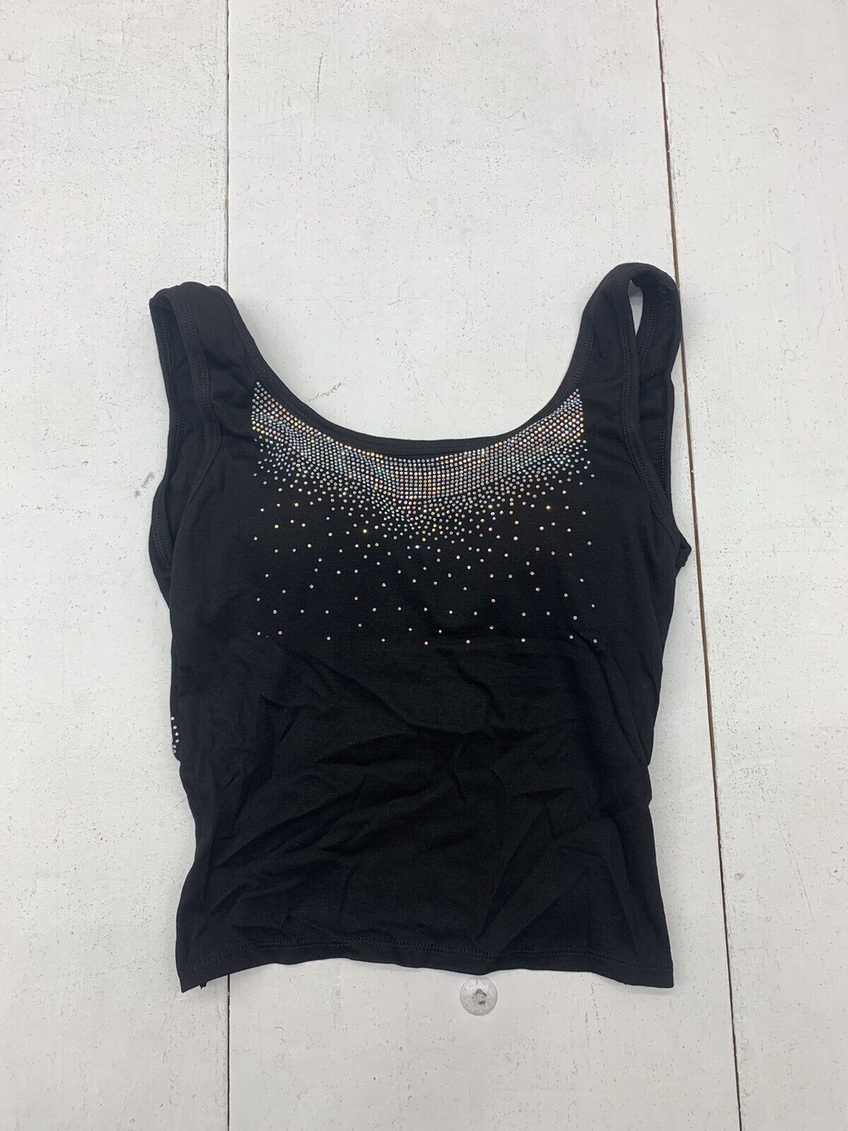 Unbranded Womens Black Jeweled Open Back Tank Size Small