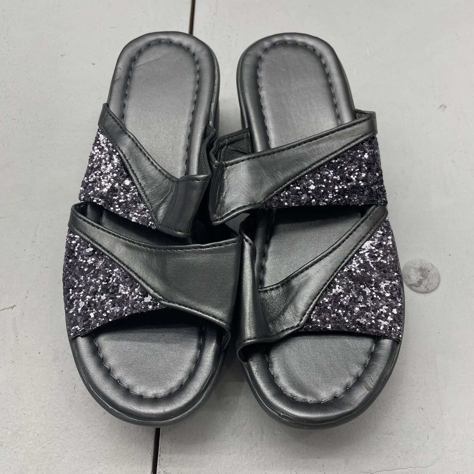 MarinaVida Gray Slip On Sandals Wedge Style Open Toe Womens Size US 5 EUR 35 NEW