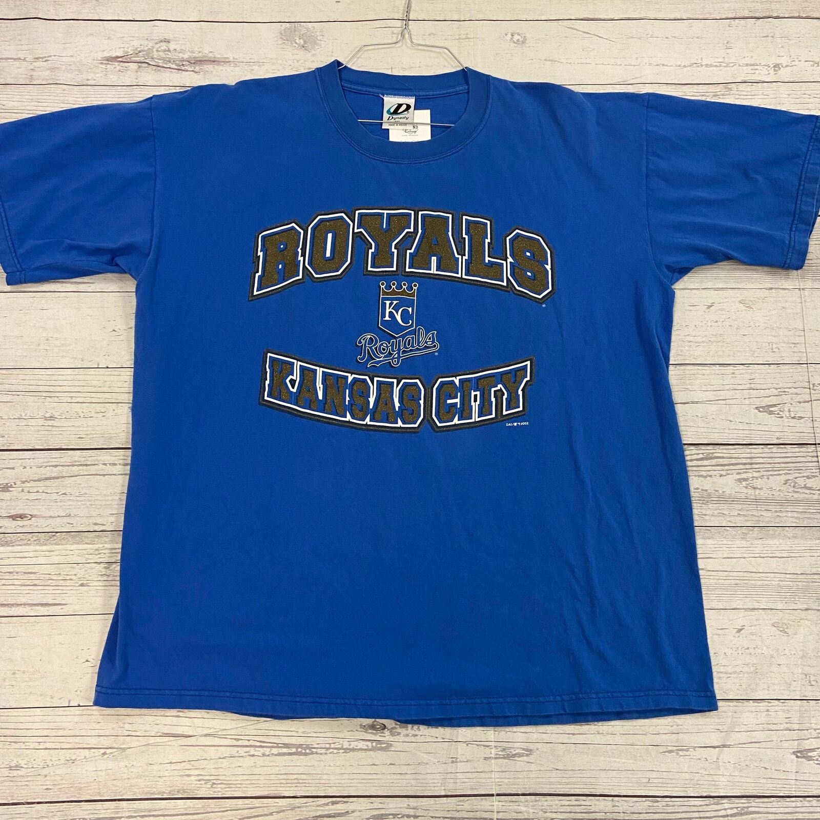 Vintage Kansas City Royals MLB Blue Promo Short Sleeve T-Shirt Men Size 2XL 2002