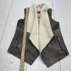 Jack Dobry Dark Taupe Shearling Lined Open Front Vest Women’s Size Large