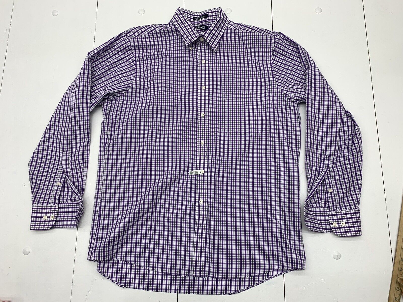 Chaps Mens Purple Check Long Sleeve Button Up Shirt size 16.5 34/35