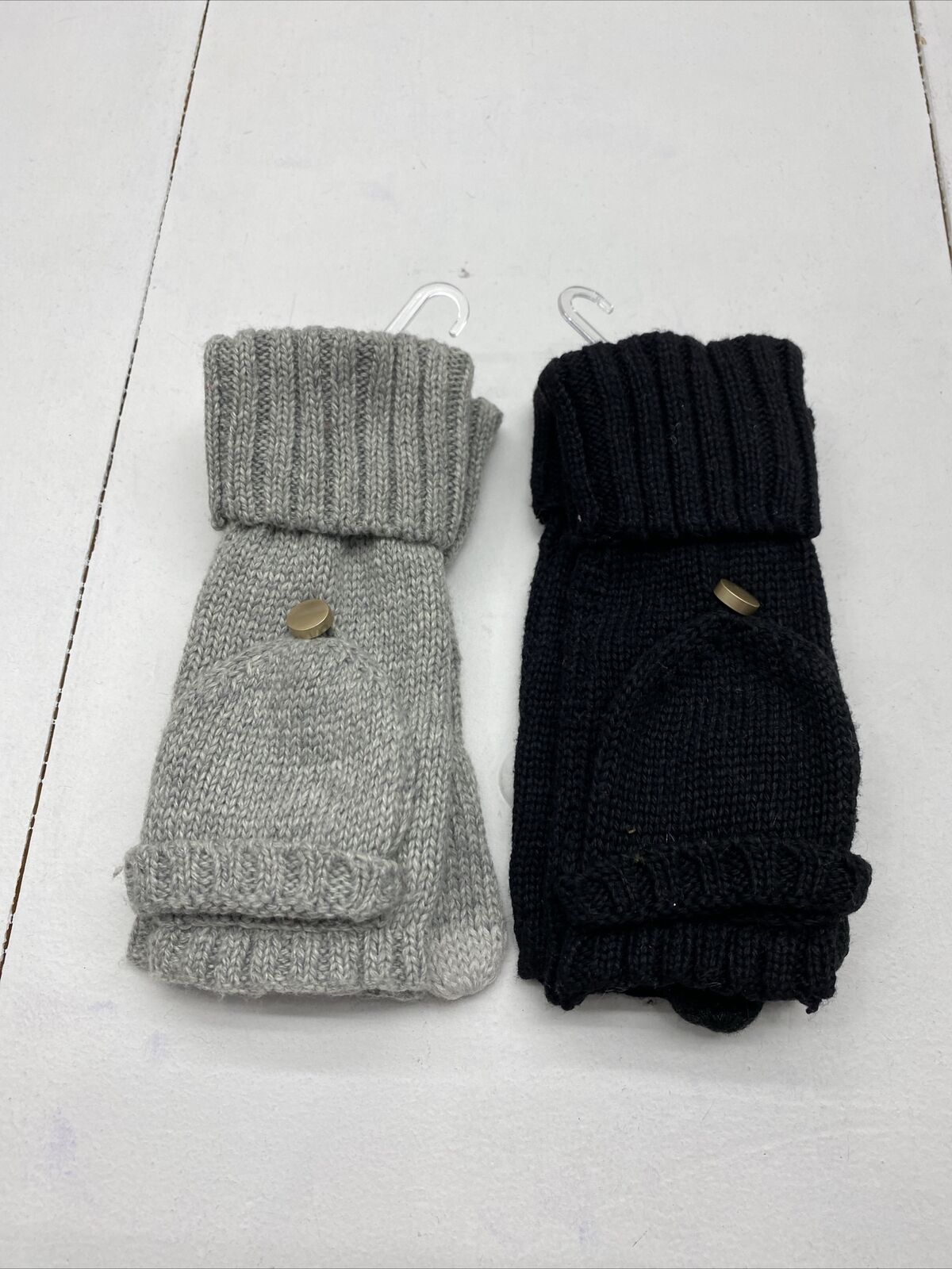 A New Day Womens Fingerless Flip Top Gloves 2 Black/Gray One Size Winter Gloves