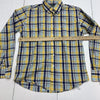 Color Plus Mens Blue and Yellow Plaid Long Sleeve Button Up Size Medium