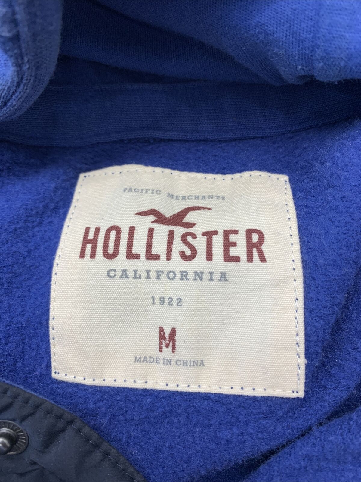 Hollister Mens Blue 1/4 Button Up Pullover Hoodie Size Medium
