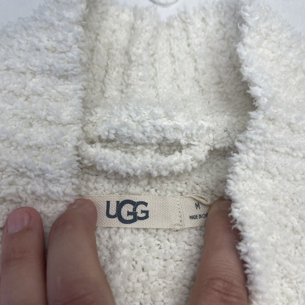 Ugg Fremont Fluffy Knit Cardigan Sweater White Women’s Size Medium New ...