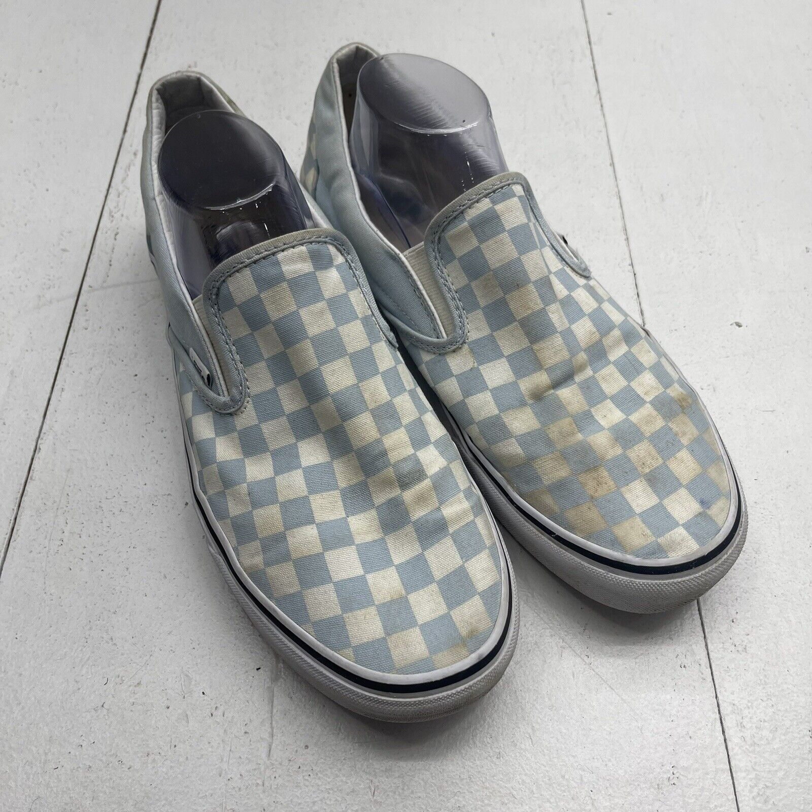 Vans Asher Baby Blue Checkered Slip On Sneakers Mens Size 11.5