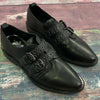 Bleecker &amp; Bond Leigh Buckle Black Leather Dress Shoes Women Size 7 *