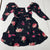 Miss Selfridge ASOS Black Rose Print Ruched Fit & Flare Mini Dress Womens Size 6