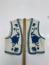 Shein Womens Ivory Blue Floral Embroidered Vest Size Medium