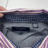 Ted Baker London Purple White Stripe Cotton Button Down Long Sleeve Mens Size 5