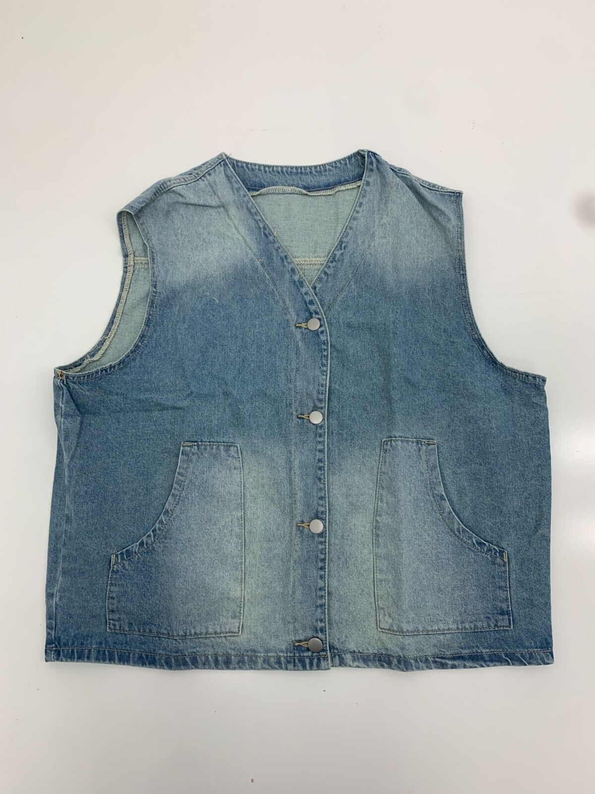 Dazy Womens Blue Denim Button Up Vest Size Medium