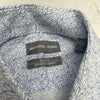 Michael Kors Slim Fit Untucked Blue Printed Long Sleeve Button Up Mens Medium