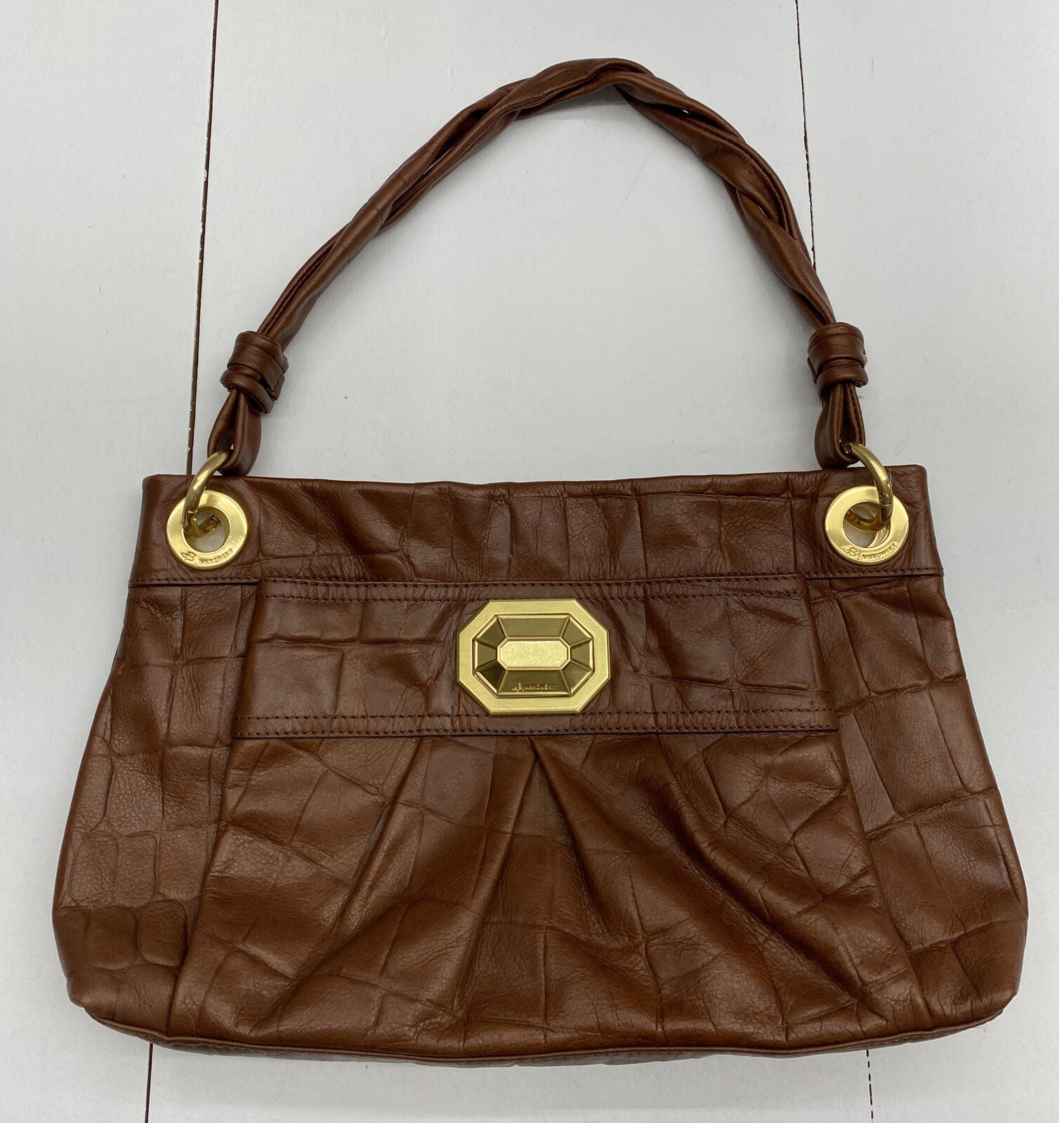 Leather handbag B. Makowsky Silver in Leather - 24968776
