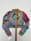 Womens Multicolor Geometric Print Full Zip Crop Jacket Size Medium