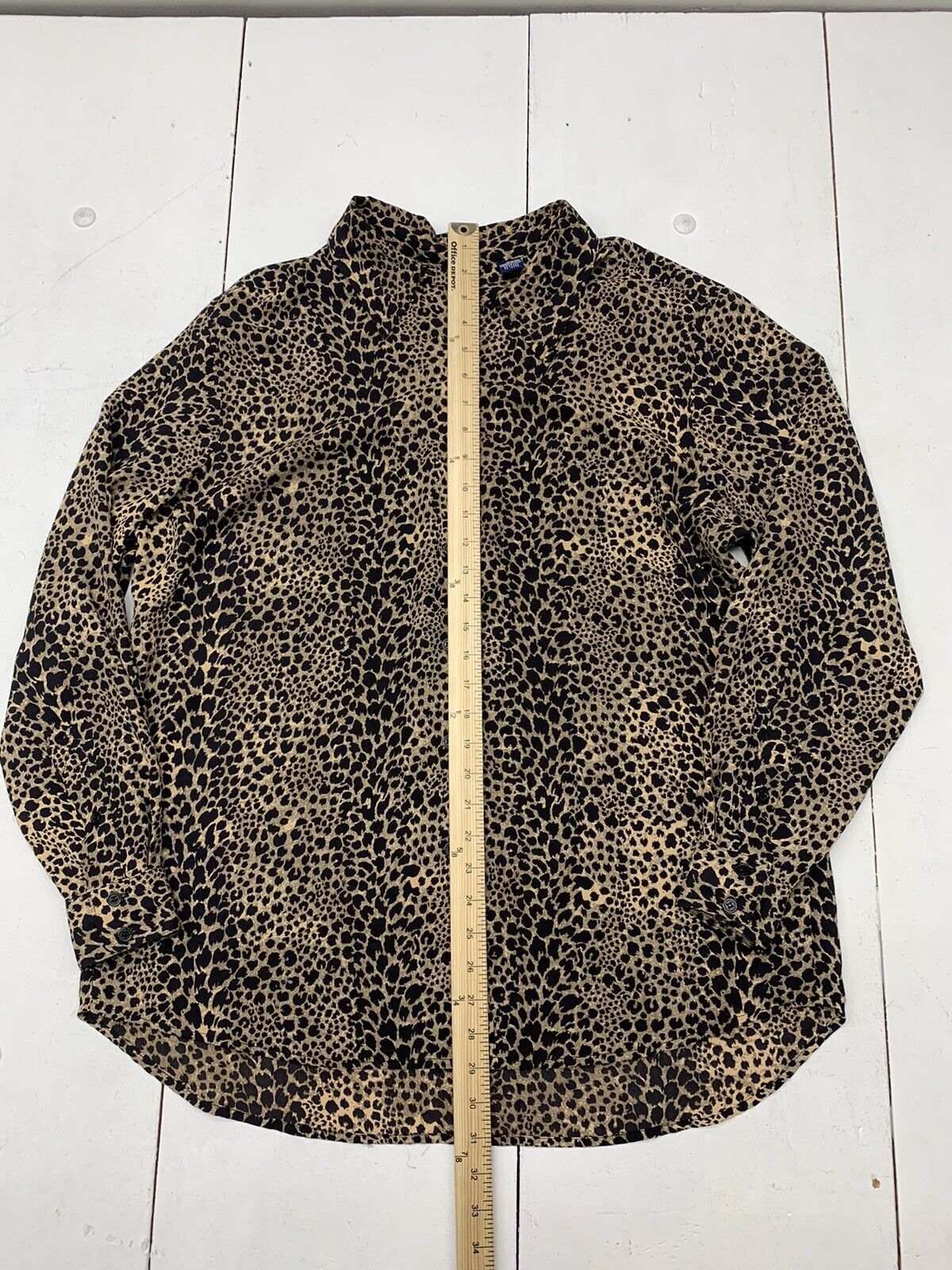 Shein Curve Brown Cheetah Print Button Up Long Sleeve Blouse Size 3XL -  beyond exchange