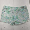 Justice Green Blue Floral Premium Simply Low Jean Shorts Girls Size 12 1/2