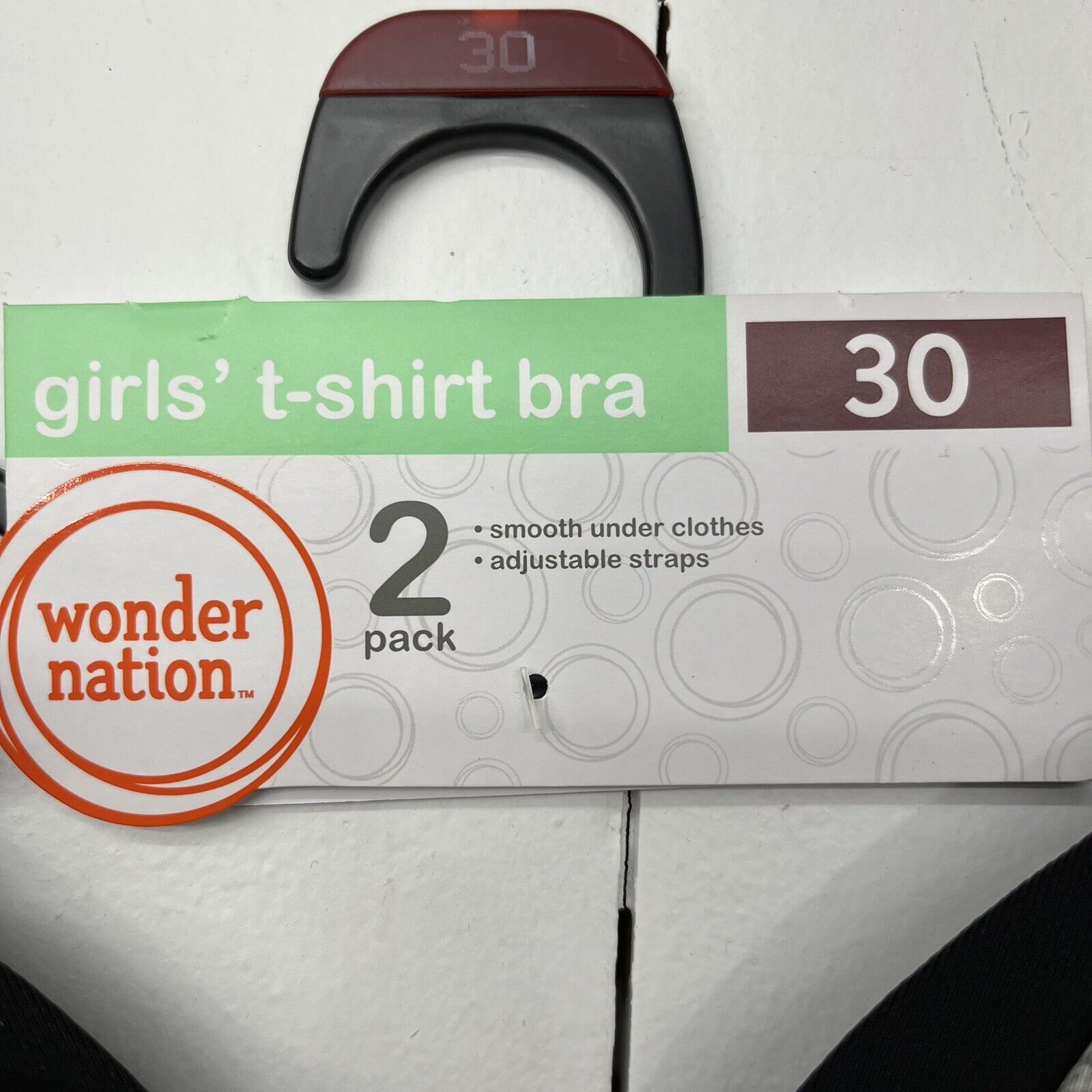 Wonder Nation Black/Gray 2PK T-Shirt Bra Size 30 NEW - beyond exchange