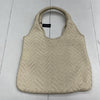 Banana Republic Ivory Braided Woven Leather Cotton Purse New