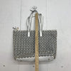 HFH womens White Square lattice Tote handbag